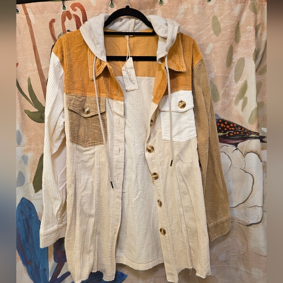 Color Block Button Down Shacket - Picture 5 of 9